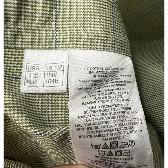 Brooks Brothers Classic 100% Supima Cotton Dress Shirt Men's Green 16 1/2 - 32 - Picture 8 of 9
